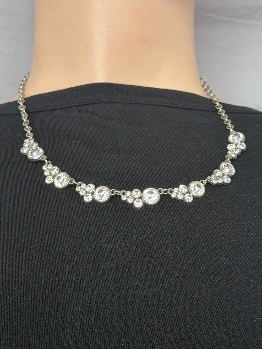 Crystal Cluster Silver-Tone Women's Necklace